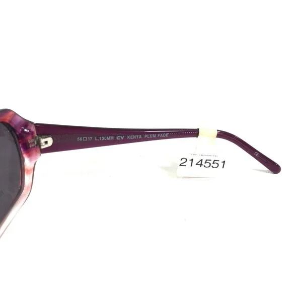 Ellen Tracy Sunglasses KENYA PLUM FADE Clear Purple Orange Frames w Gray Lenses